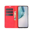 For OnePlus Nord N10 5G Retro-skin Business Magnetic Suction Leather Case with Holder & Card Slots & Wallet(Red)