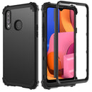 For Samsung Galaxy A20s PC + Silicone Three-piece Shockproof Protection Case(Black)