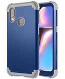 For Samsung Galaxy A10s PC + Silicone Three-piece Shockproof Protection Case(Blue)
