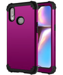 For Samsung Galaxy A10s PC + Silicone Three-piece Shockproof Protection Case(Purple)