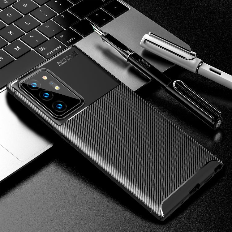 For Samsung Galaxy S21 Ultra 5G Carbon Fiber Texture Shockproof TPU Case(Black)