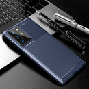 For Samsung Galaxy S21 Ultra 5G Carbon Fiber Texture Shockproof TPU Case(Blue)