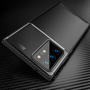 For Samsung Galaxy S21 Ultra 5G Carbon Fiber Texture Shockproof TPU Case(Blue)