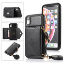 Multi-functional Cross-body Card Bag TPU+PU Back Cover Case with Holder & Card Slot & Wallet For iPhone X / XS(Black)
