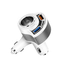 4 in 1 QC3.0 USB + Type-C + Cigarette Hole with Safety Hammer Function Car Charger(Silver Gray)