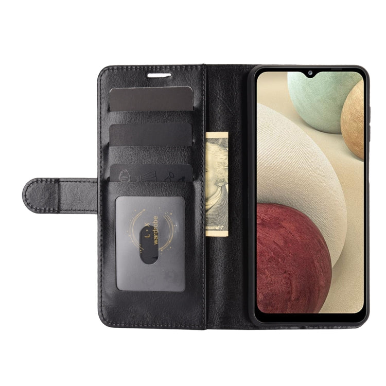 For Samsung Galaxy A12 R64 Texture Single Horizontal Flip Protective Case with Holder & Card Slots & Wallet& Photo Frame(Black)