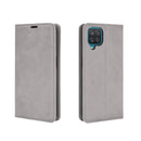 For Samsung Galaxy A12 Retro-skin Business Magnetic Suction Leather Case with Holder & Card Slots & Wallet(Grey)