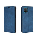 For Samsung Galaxy A12 Retro-skin Business Magnetic Suction Leather Case with Holder & Card Slots & Wallet(Dark Blue)