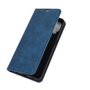 For Samsung Galaxy A12 Retro-skin Business Magnetic Suction Leather Case with Holder & Card Slots & Wallet(Dark Blue)