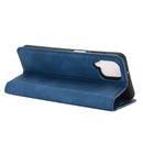 For Samsung Galaxy A12 Retro-skin Business Magnetic Suction Leather Case with Holder & Card Slots & Wallet(Dark Blue)