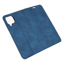 For Samsung Galaxy A12 Retro-skin Business Magnetic Suction Leather Case with Holder & Card Slots & Wallet(Dark Blue)