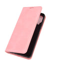 For Samsung Galaxy A12 Retro-skin Business Magnetic Suction Leather Case with Holder & Card Slots & Wallet(Pink)