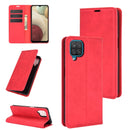 For Samsung Galaxy A12 Retro-skin Business Magnetic Suction Leather Case with Holder & Card Slots & Wallet(Red)