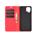 For Samsung Galaxy A12 Retro-skin Business Magnetic Suction Leather Case with Holder & Card Slots & Wallet(Red)