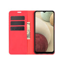 For Samsung Galaxy A12 Retro-skin Business Magnetic Suction Leather Case with Holder & Card Slots & Wallet(Red)