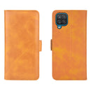 For Samsung Galaxy A12 Dual-side Magnetic Buckle Horizontal Flip Leather Case with Holder & Card Slots & Wallet(Yellow)