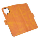 For Samsung Galaxy A12 Dual-side Magnetic Buckle Horizontal Flip Leather Case with Holder & Card Slots & Wallet(Yellow)