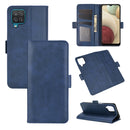 For Samsung Galaxy A12 Dual-side Magnetic Buckle Horizontal Flip Leather Case with Holder & Card Slots & Wallet(Dark Blue)