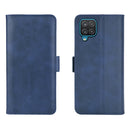 For Samsung Galaxy A12 Dual-side Magnetic Buckle Horizontal Flip Leather Case with Holder & Card Slots & Wallet(Dark Blue)