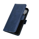 For Samsung Galaxy A12 Dual-side Magnetic Buckle Horizontal Flip Leather Case with Holder & Card Slots & Wallet(Dark Blue)