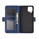 For Samsung Galaxy A12 Dual-side Magnetic Buckle Horizontal Flip Leather Case with Holder & Card Slots & Wallet(Dark Blue)