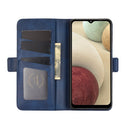 For Samsung Galaxy A12 Dual-side Magnetic Buckle Horizontal Flip Leather Case with Holder & Card Slots & Wallet(Dark Blue)