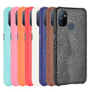 For OnePlus Nord N100 Shockproof Crocodile Texture PC + PU Case(White)