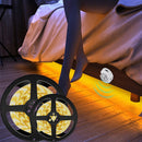 5m Wireless PIR Motion Sensor LED Strip Light 12V Smart Stair Cabinet Wall Lamp, EU plug(Warm white Light)