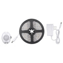 5m Wireless PIR Motion Sensor LED Strip Light 12V Smart Stair Cabinet Wall Lamp, EU plug(Warm white Light)