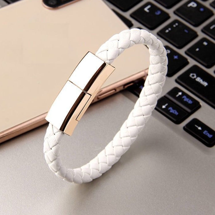 XJ-26 3A USB to Micro USB Creative Bracelet Data Cable, Cable Length: 22.5cm (White)