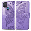 For OPPO A15 Butterfly Love Flower Embossed Horizontal Flip Leather Case with Bracket / Card Slot / Wallet / Lanyard(Light Purple)