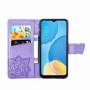 For OPPO A15 Butterfly Love Flower Embossed Horizontal Flip Leather Case with Bracket / Card Slot / Wallet / Lanyard(Light Purple)