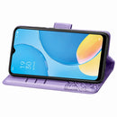 For OPPO A15 Butterfly Love Flower Embossed Horizontal Flip Leather Case with Bracket / Card Slot / Wallet / Lanyard(Light Purple)