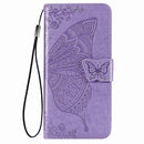 For OPPO A15 Butterfly Love Flower Embossed Horizontal Flip Leather Case with Bracket / Card Slot / Wallet / Lanyard(Light Purple)