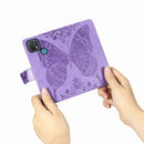 For OPPO A15 Butterfly Love Flower Embossed Horizontal Flip Leather Case with Bracket / Card Slot / Wallet / Lanyard(Light Purple)
