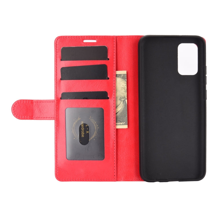 For Samsung Galaxy A02s (EU Version) R64 Texture Single Horizontal Flip Protective Case with Holder & Card Slots & Wallet& Photo Frame(Red)