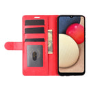 For Samsung Galaxy A02s (EU Version) R64 Texture Single Horizontal Flip Protective Case with Holder & Card Slots & Wallet& Photo Frame(Red)