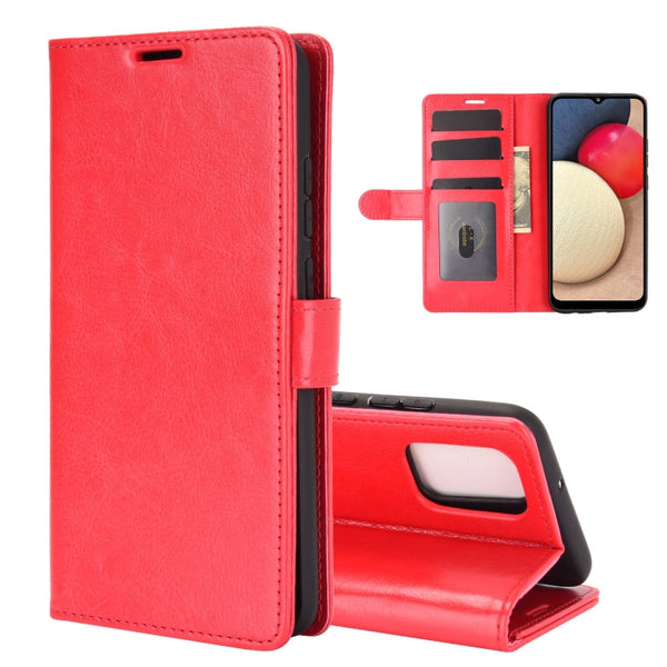 For Samsung Galaxy A02s (EU Version) R64 Texture Single Horizontal Flip Protective Case with Holder & Card Slots & Wallet& Photo Frame(Red)