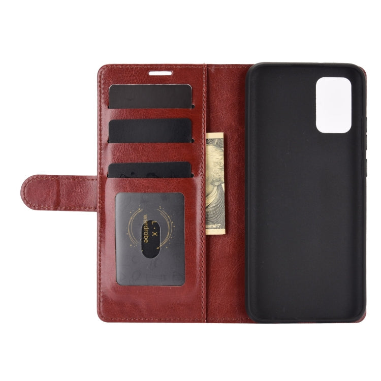 For Samsung Galaxy A02s (EU Version) R64 Texture Single Horizontal Flip Protective Case with Holder & Card Slots & Wallet& Photo Frame(Brown)
