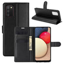 For Samsung Galaxy A02s (EU Version) Litchi Texture Horizontal Flip Protective Case with Holder & Card Slots & Wallet(Black)