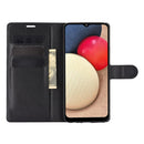 For Samsung Galaxy A02s (EU Version) Litchi Texture Horizontal Flip Protective Case with Holder & Card Slots & Wallet(Black)