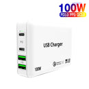 PD 65W Dual USB-C / Type-C + Dual USB 4-port Charger with Power Cable for Apple / Huawei / Samsung Laptop EU Plug