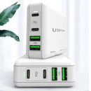 PD 65W Dual USB-C / Type-C + Dual USB 4-port Charger with Power Cable for Apple / Huawei / Samsung Laptop EU Plug