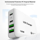 PD 65W Dual USB-C / Type-C + Dual USB 4-port Charger with Power Cable for Apple / Huawei / Samsung Laptop EU Plug