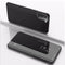 For Samsung Galaxy S21 5G Plated Mirror Horizontal Flip Leather Case with Holder(Black)