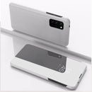 For Samsung Galaxy S21 Ultra 5G Plated Mirror Horizontal Flip Leather Case with Holder(Silver)