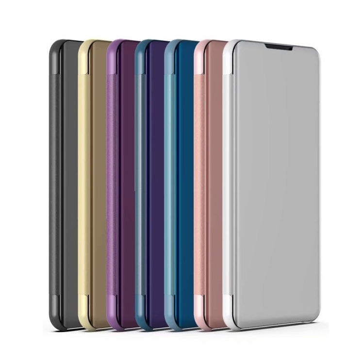 For Samsung Galaxy S21 Ultra 5G Plated Mirror Horizontal Flip Leather Case with Holder(Gold)