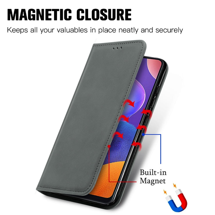 For Samsung Galaxy A32 5G Retro Skin Feel Business Magnetic Horizontal Flip Leather Case with Holder & Card Slots & Wallet & Photo Frame(Grey)