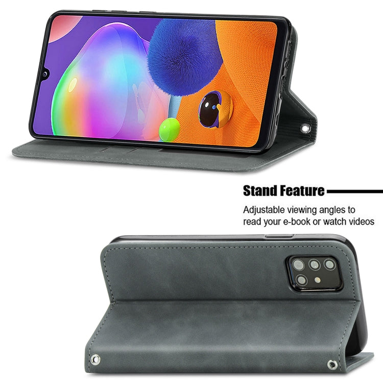 For Samsung Galaxy A32 5G Retro Skin Feel Business Magnetic Horizontal Flip Leather Case with Holder & Card Slots & Wallet & Photo Frame(Grey)