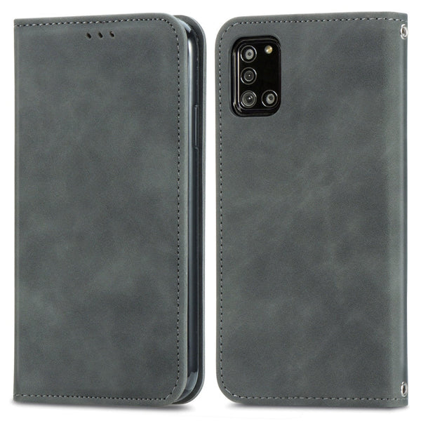 For Samsung Galaxy A32 5G Retro Skin Feel Business Magnetic Horizontal Flip Leather Case with Holder & Card Slots & Wallet & Photo Frame(Grey)